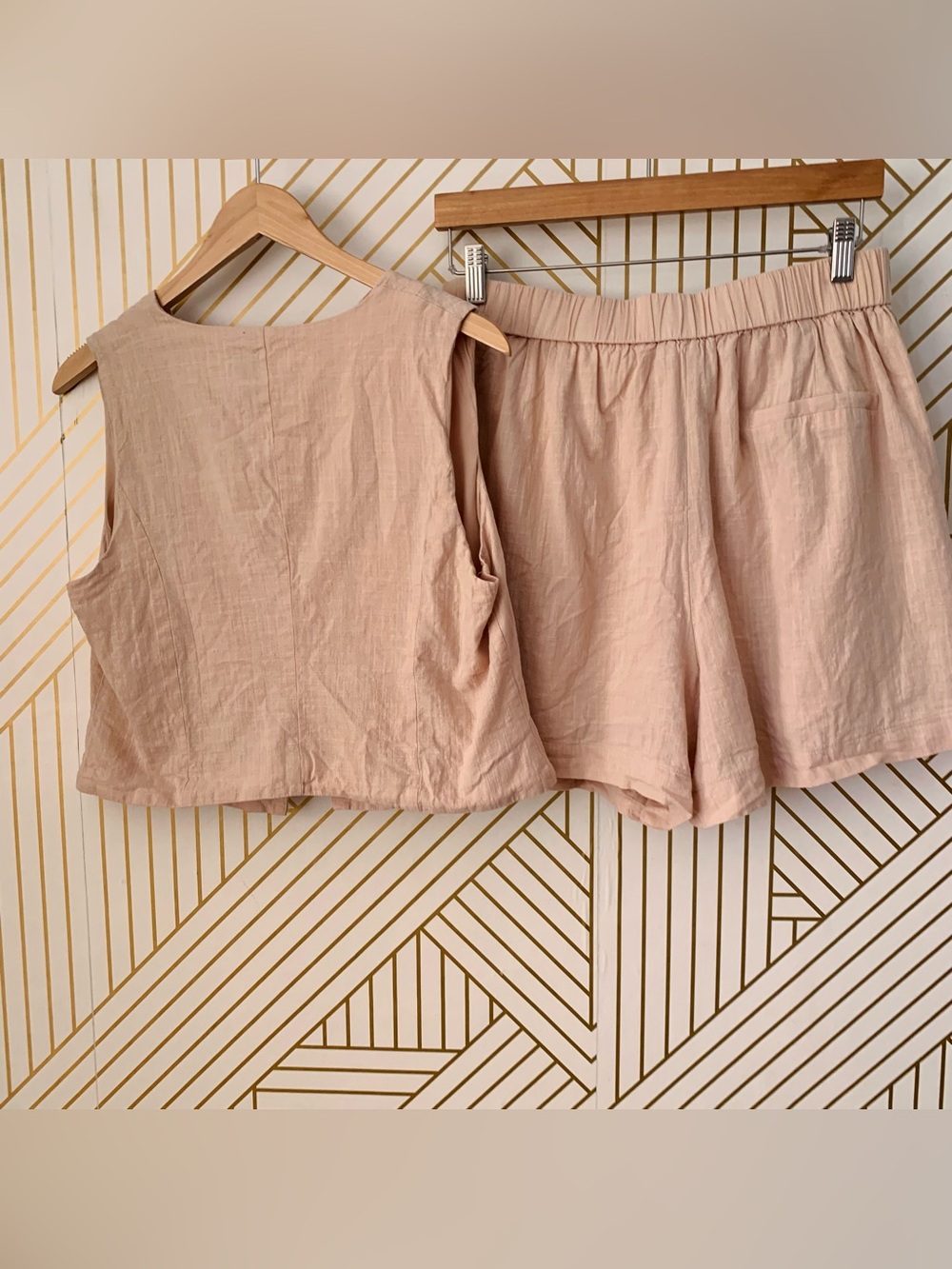 Paper hearts 100% Cotton Vest Asymmetrical & High Waist pleated Shorts Set XL - Picture 9 of 12